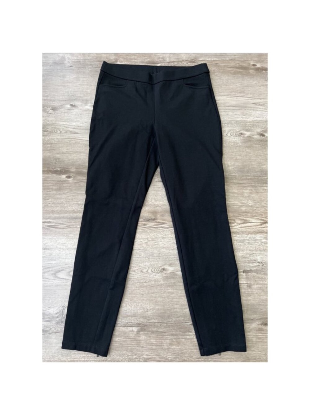 Eileen Fisherโ Ponte Slim Ankle Zip Pant Black Womens XS Petite Pull-On Pockets